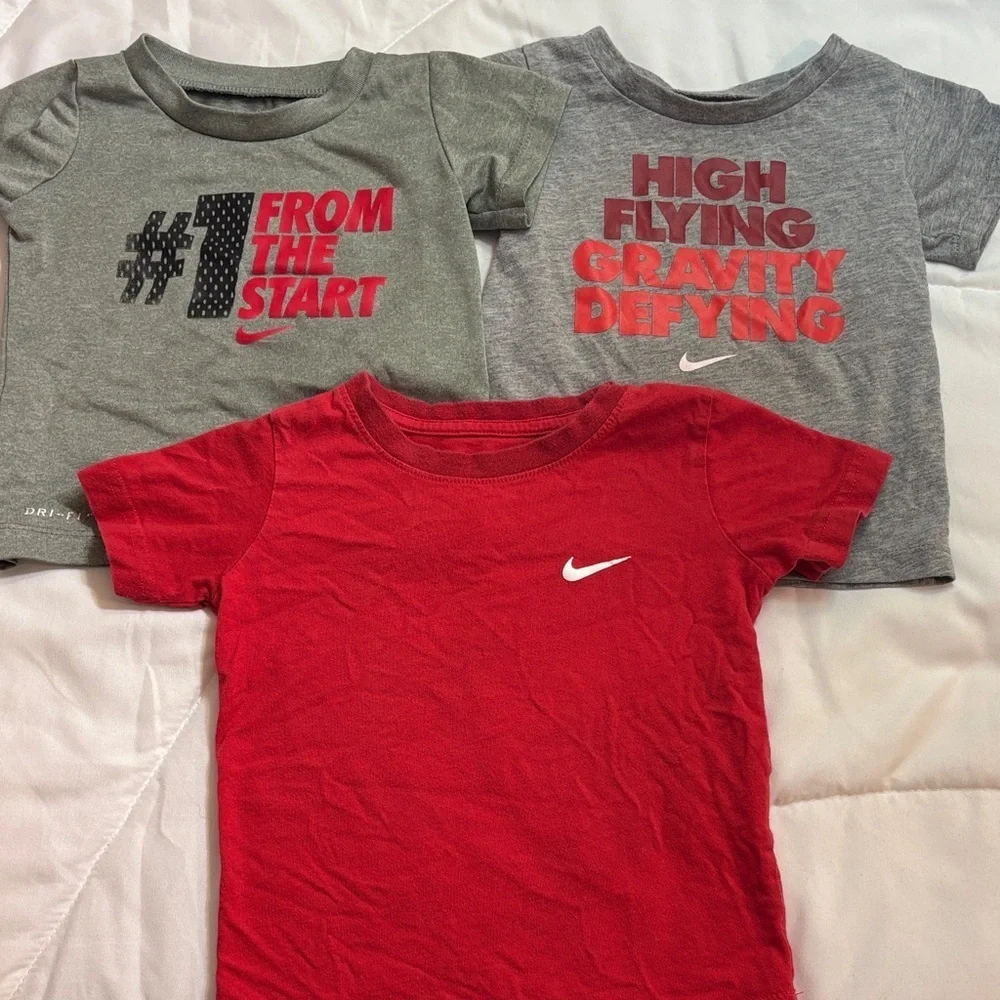 Set of 3 Nike Kids' Gray and Red Graphic Tees size 18m (red has no size tag)